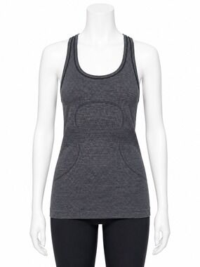 Lululemon Swiftly Tech Racerback Tank Top Heathered Gray White Stripe – Size 10
